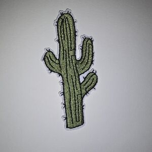 Green Cactus Embroidered Patch Desert Western Multicolored